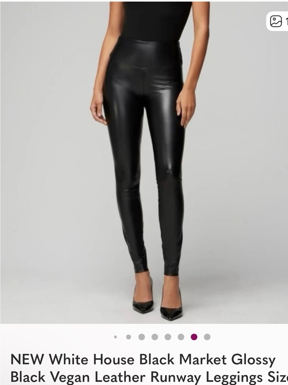 WHBM, NWOT-never worn, size 12. Glossy black vegan leather runway leggings